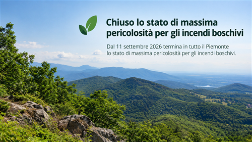 Regione Piemonte: revoca stato di massima pericolosità per incendi boschivi
